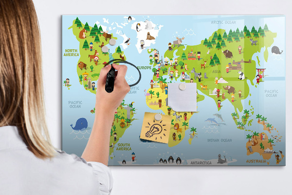 Magnetyczna tablica do rysowania Interaktywna mapa świata z zdjęciami