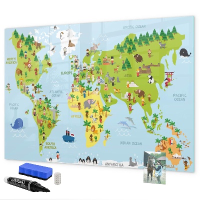 Magnetyczna tablica do rysowania Interaktywna mapa świata z zdjęciami