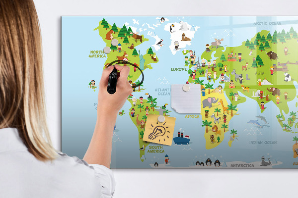 Magnetyczna tablica do rysowania Interaktywna mapa świata z zdjęciami
