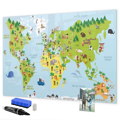 Magnetyczna tablica do rysowania Interaktywna mapa świata z zdjęciami