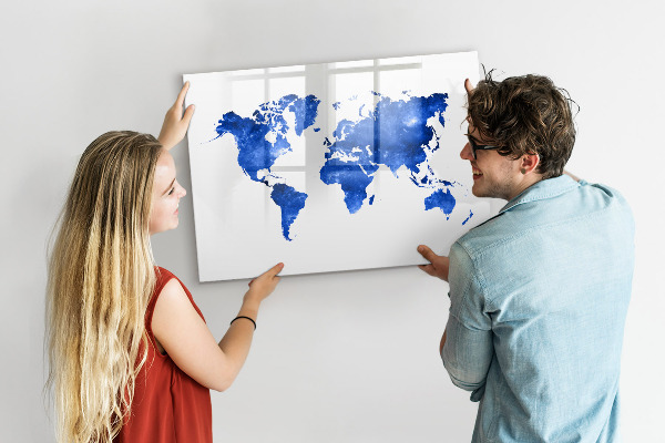 Magnetyczna tablica do rysowania Mapa świata z miejscami na zdjęcia