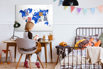 Magnetyczna tablica do rysowania Mapa świata z miejscami na zdjęcia