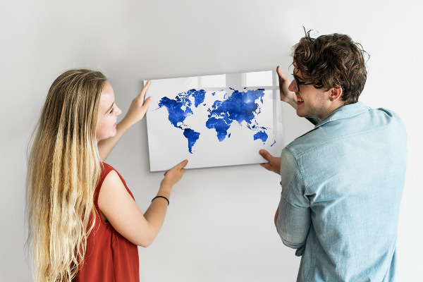 Magnetyczna tablica do rysowania Mapa świata z miejscami na zdjęcia