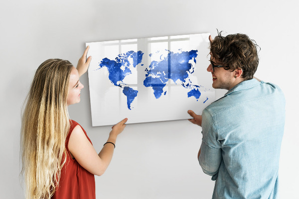 Magnetyczna tablica do rysowania Mapa świata z miejscami na zdjęcia