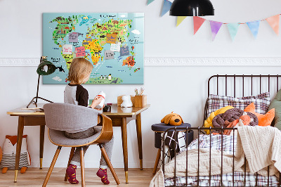 Tablica do rysowania magnetyczna Mapa świata z miejscami do zdjęć