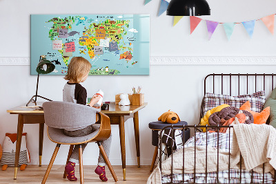Tablica do rysowania magnetyczna Mapa świata z miejscami do zdjęć