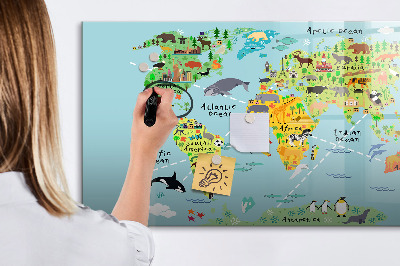 Tablica do rysowania magnetyczna Mapa świata z miejscami do zdjęć