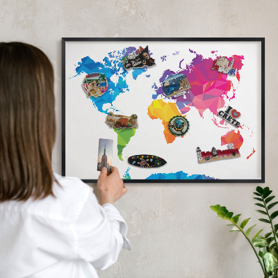 Tablica magnetyczna na magnesy czarna rama Kolorowa mapa