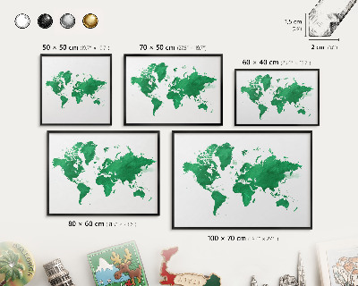 Tablica do magnesów w czarnej ramie Zielona mapa