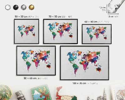 Tablica magnetyczna na magnesy czarna rama Mapa świata
