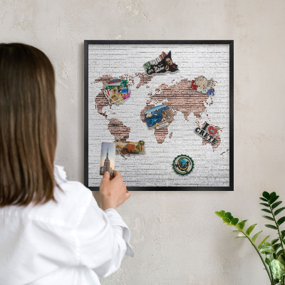 Tablica magnetyczna na magnesy czarna rama Ceglana mapa
