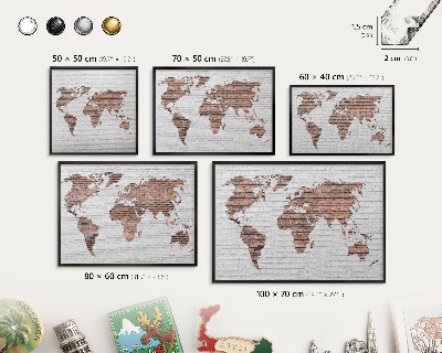 Tablica magnetyczna na magnesy czarna rama Ceglana mapa
