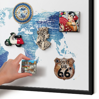 Tablica magnetyczna na magnesy czarna rama Akwarelowa mapa