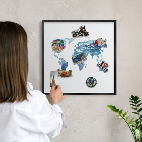 Tablica magnetyczna na magnesy czarna rama Akwarelowa mapa