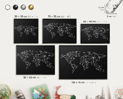 Tablica magnetyczna na magnesy czarna rama Mapa świata