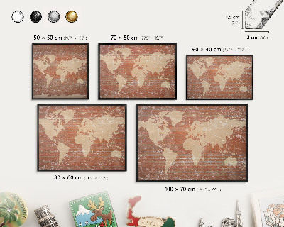 Tablica magnetyczna na magnesy czarna rama Ceglana mapa