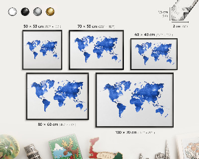 Ozdobna tablica na magnesy w czarnej ramie Mapa świata