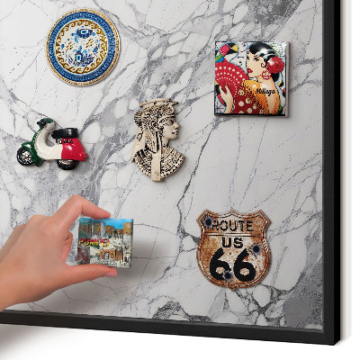 Tablica magnetyczna na magnesy czarna rama Marmurowa elegancja
