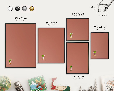 Tablica do magnesów w czarnej ramie Kolor ceglany