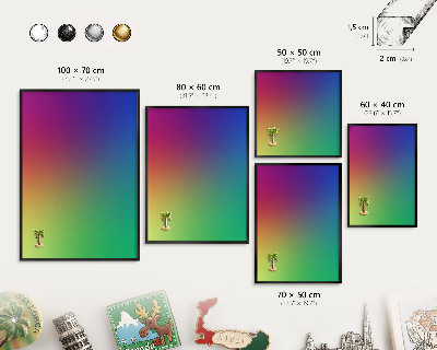 Ozdobna tablica na magnesy w czarnej ramie Tęczowy gradient