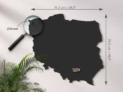 Tablica magnetyczna na magnesy z wakacji w kształcie mapy Polski