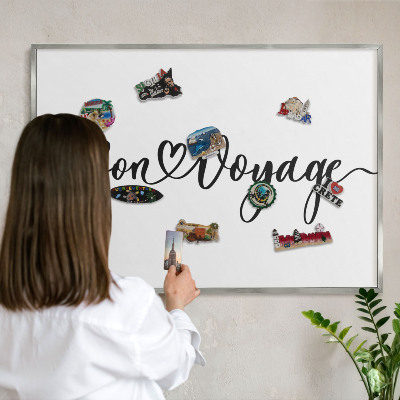 Tablica na magnesy z wakacji w ramie srebrnej Bon Voyage