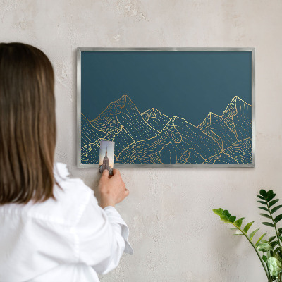 Tablica na ścianę na magnesy w srebrnej ramie Górski minimalizm