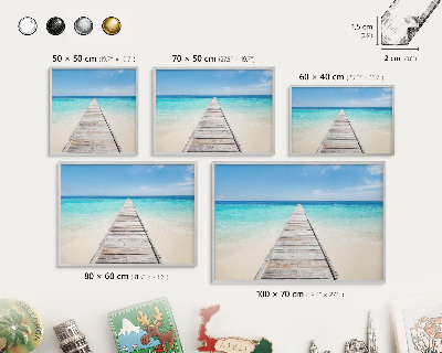 Tablica na ścianę na magnesy w srebrnej ramie Molo ocean