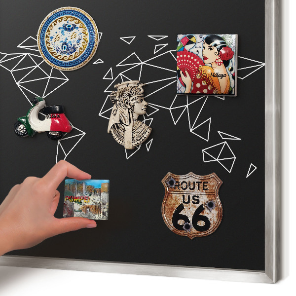 Tablica metalowa na magnesy srebrna rama Mapa świata