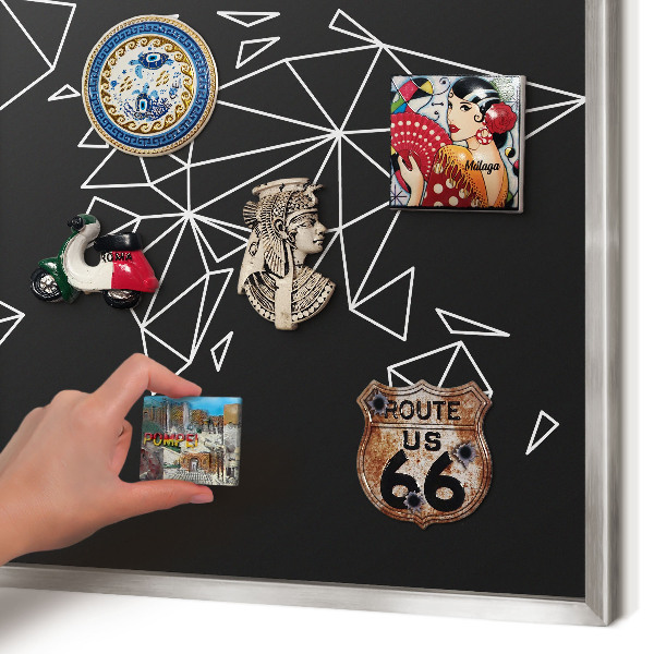 Tablica metalowa na magnesy srebrna rama Mapa świata