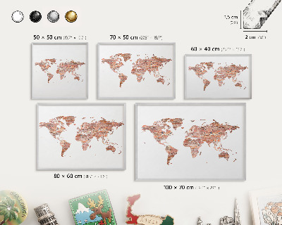 Tablica na ścianę na magnesy w srebrnej ramie Ceglana mapa