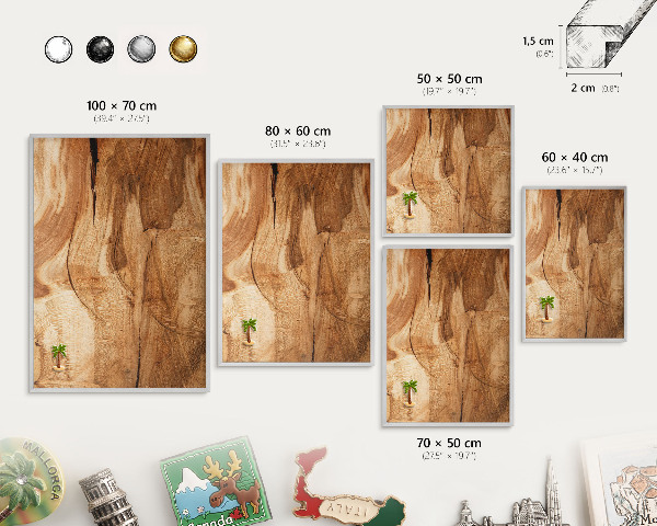 Tablica metalowa na magnesy srebrna rama Drewno naturalne