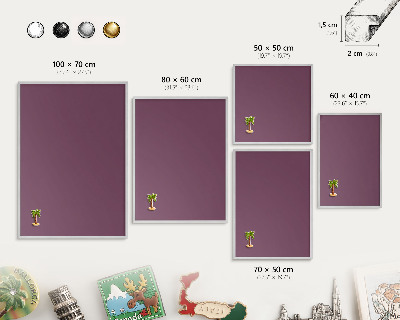Tablica metalowa na magnesy srebrna rama Kolor purpurowy