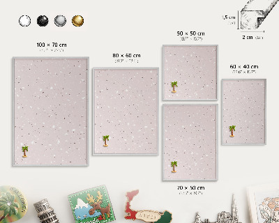 Tablica na ścianę na magnesy w srebrnej ramie Nowoczesne terrazzo