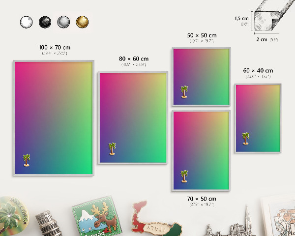 Tablica metalowa na magnesy srebrna rama Kolorowy gradient