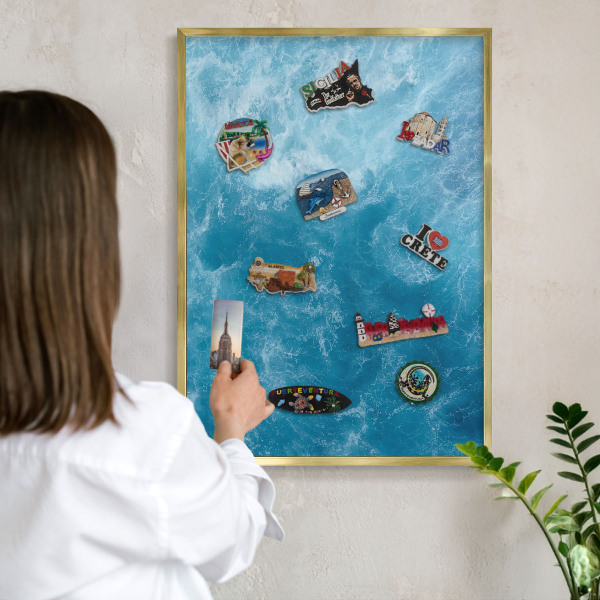 Tablica na magnesy złota rama Oceaniczne fale