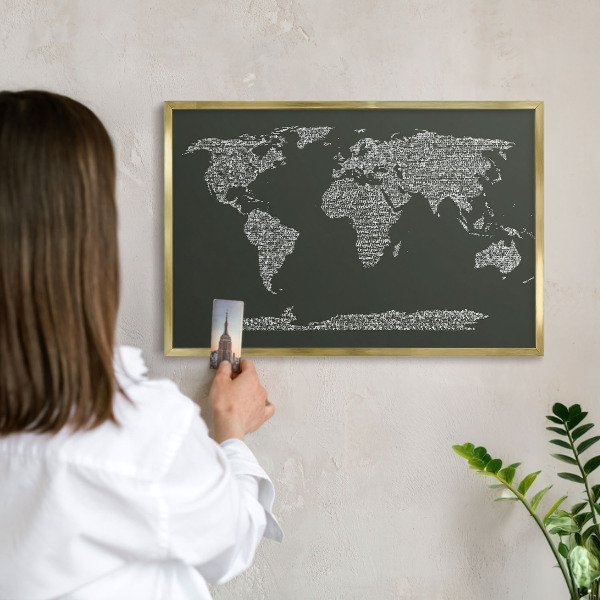 Tablica na magnesy w ramie złotej Mapa tekstowa