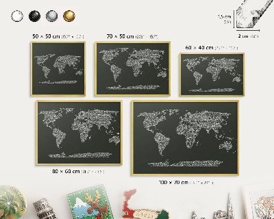 Tablica na magnesy w ramie złotej Mapa tekstowa