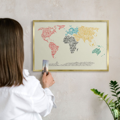 Tablica na magnesy złota rama Mapa świata