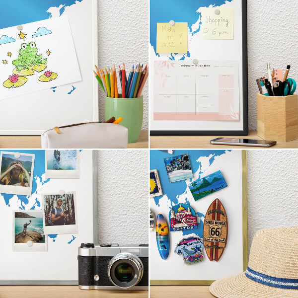 Tablica na magnesy w ramie złotej Mapa świata