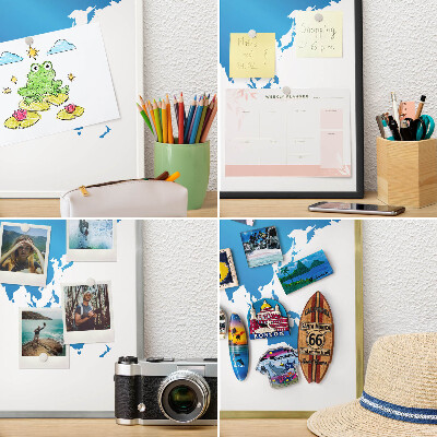 Tablica na magnesy w ramie złotej Mapa świata