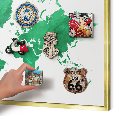 Tablica na magnesy złota rama Zielona mapa