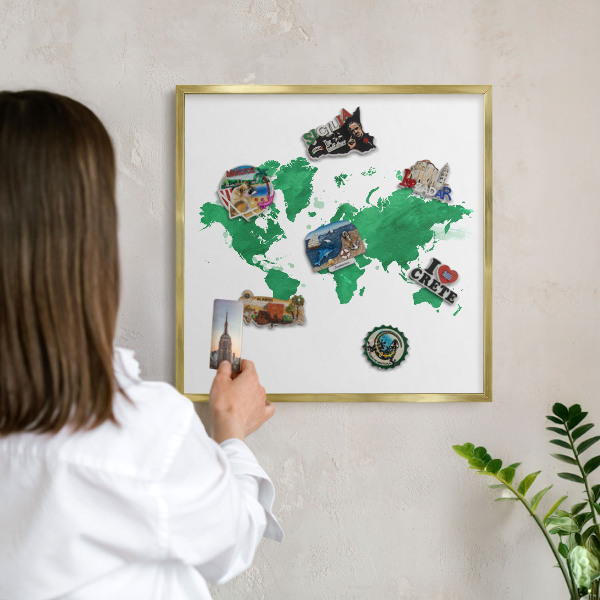 Tablica na magnesy złota rama Zielona mapa