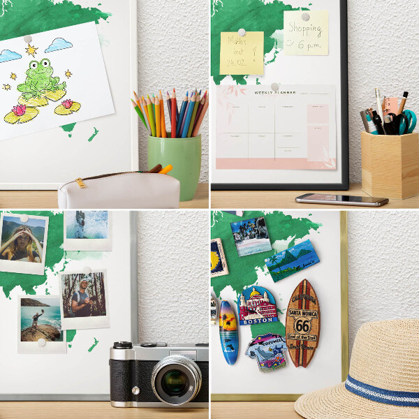 Tablica na magnesy złota rama Zielona mapa