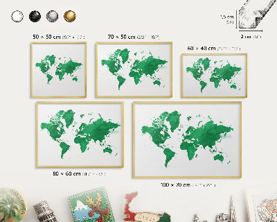 Tablica na magnesy złota rama Zielona mapa