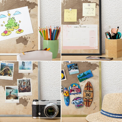 Tablica na magnesy złota rama Mapa świata