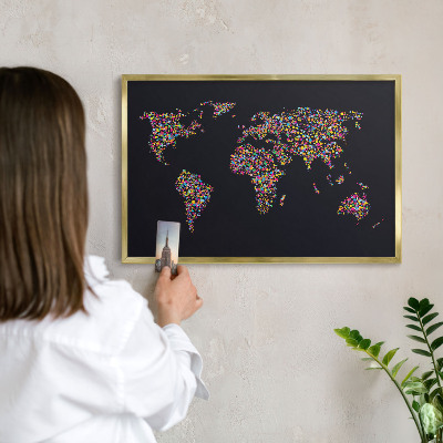 Tablica na magnesy złota rama Kolorowa mapa