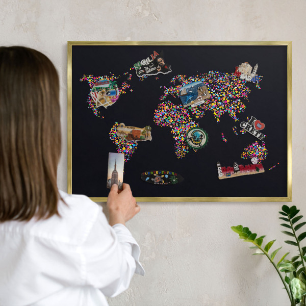 Tablica na magnesy złota rama Kolorowa mapa