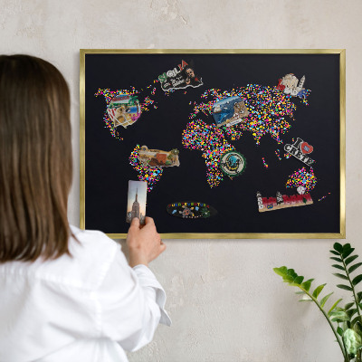 Tablica na magnesy złota rama Kolorowa mapa