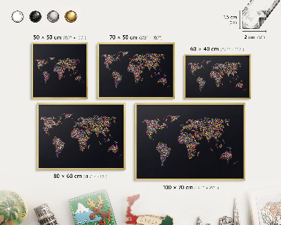 Tablica na magnesy złota rama Kolorowa mapa